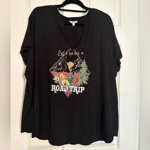 Maurices Black 'Let's Go on a Road Trip' Graphic Tee with Multi-Color Print